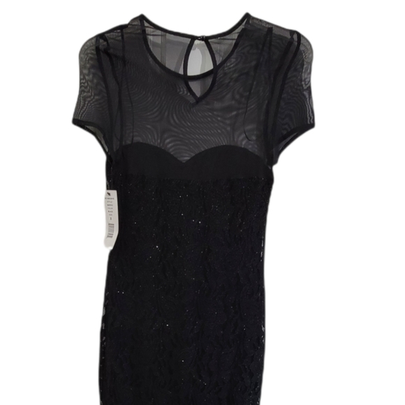 Scarlett Black Mesh Sheer Collar‎ Cocktail Shimmery Dress Size 8 - Picture 1 of 11